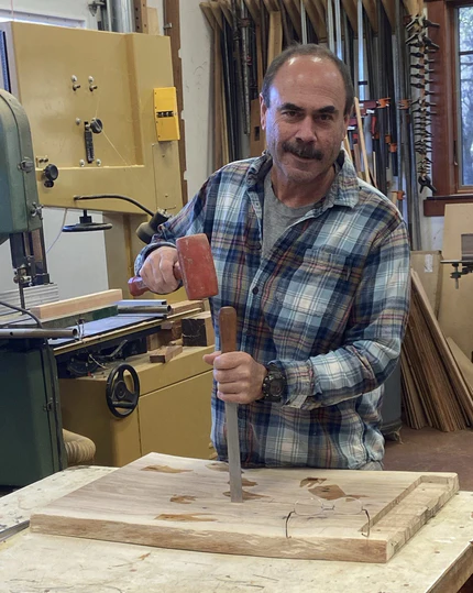 Dan Johnson — master craftsman and co-founder of Golden Gate Grove — Northern California workshop